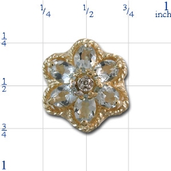 B2307 14K SLIDE WITH DIAMOND CENTER/FLOWER DESIGN 